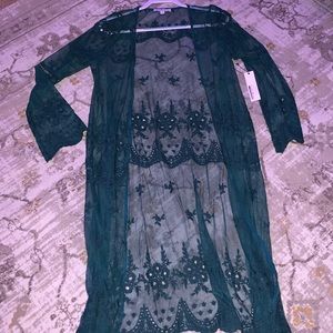 Emerald sheer-lace Duster jacket/Kimono